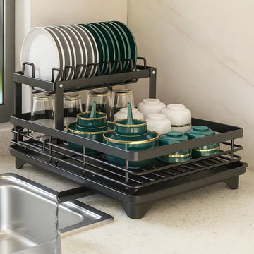 2-Tier Dish Rack – adjustable kitchen organizer